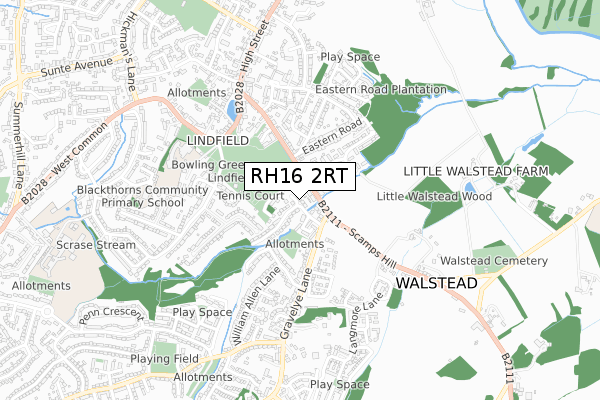 RH16 2RT map - small scale - OS Open Zoomstack (Ordnance Survey)