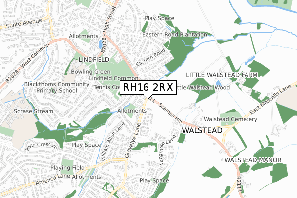 RH16 2RX map - small scale - OS Open Zoomstack (Ordnance Survey)