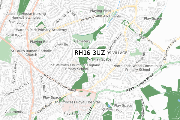 RH16 3UZ map - small scale - OS Open Zoomstack (Ordnance Survey)