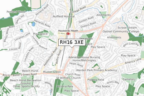 RH16 3XE map - small scale - OS Open Zoomstack (Ordnance Survey)