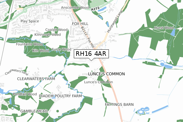 RH16 4AR map - small scale - OS Open Zoomstack (Ordnance Survey)