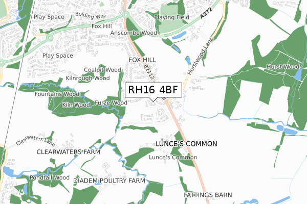 RH16 4BF map - small scale - OS Open Zoomstack (Ordnance Survey)