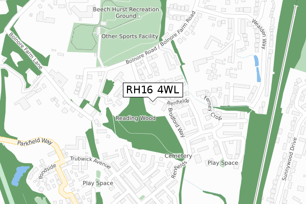 RH16 4WL map - large scale - OS Open Zoomstack (Ordnance Survey)