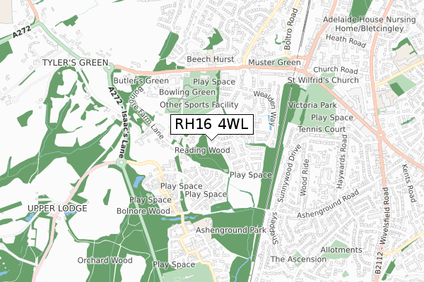 RH16 4WL map - small scale - OS Open Zoomstack (Ordnance Survey)