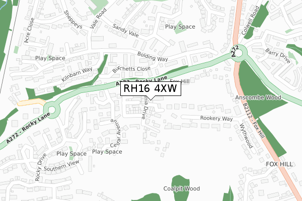 RH16 4XW map - large scale - OS Open Zoomstack (Ordnance Survey)