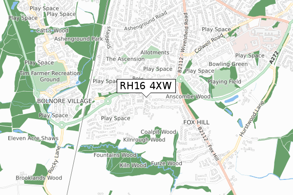 RH16 4XW map - small scale - OS Open Zoomstack (Ordnance Survey)