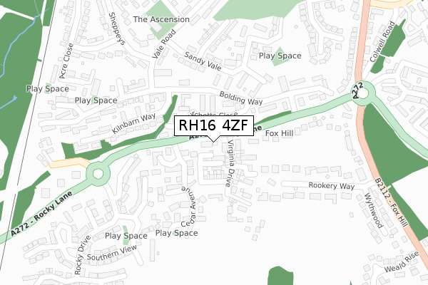 RH16 4ZF map - large scale - OS Open Zoomstack (Ordnance Survey)