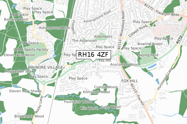 RH16 4ZF map - small scale - OS Open Zoomstack (Ordnance Survey)