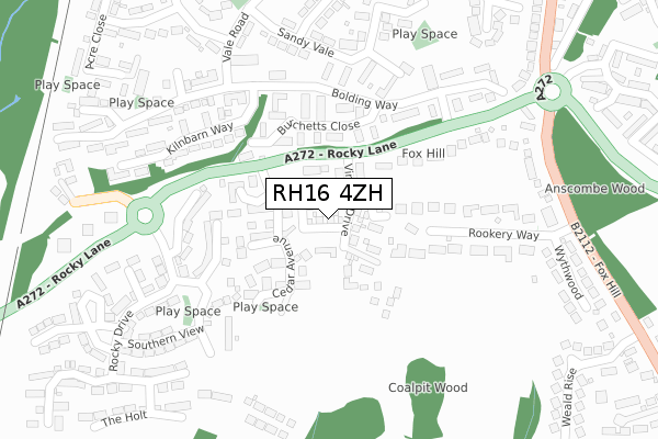 RH16 4ZH map - large scale - OS Open Zoomstack (Ordnance Survey)