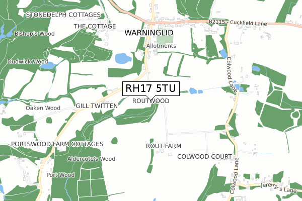 RH17 5TU map - small scale - OS Open Zoomstack (Ordnance Survey)