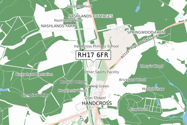 RH17 6FR map - small scale - OS Open Zoomstack (Ordnance Survey)