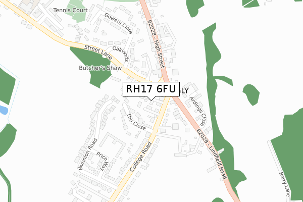 RH17 6FU map - large scale - OS Open Zoomstack (Ordnance Survey)