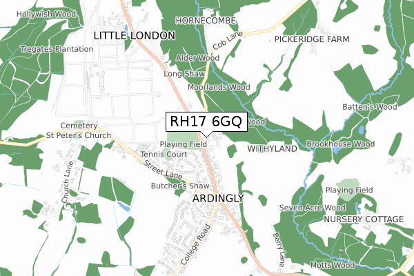 RH17 6GQ map - small scale - OS Open Zoomstack (Ordnance Survey)