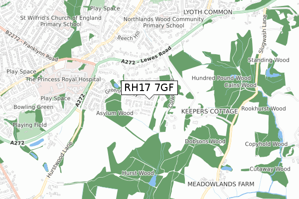 RH17 7GF map - small scale - OS Open Zoomstack (Ordnance Survey)