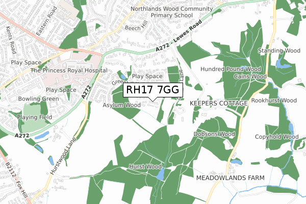 RH17 7GG map - small scale - OS Open Zoomstack (Ordnance Survey)