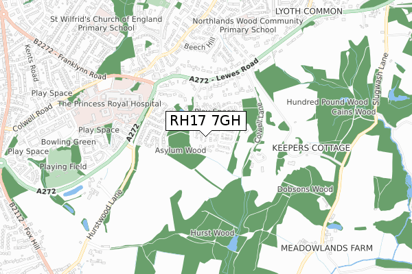 RH17 7GH map - small scale - OS Open Zoomstack (Ordnance Survey)