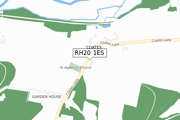 RH20 1ES map - large scale - OS Open Zoomstack (Ordnance Survey)