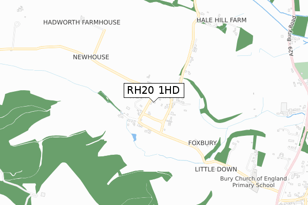 RH20 1HD map - small scale - OS Open Zoomstack (Ordnance Survey)