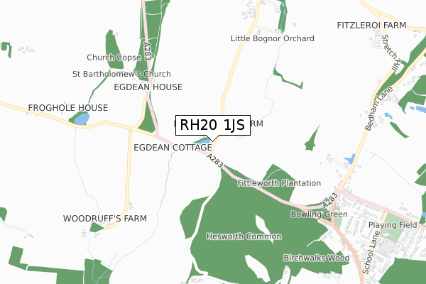 RH20 1JS map - small scale - OS Open Zoomstack (Ordnance Survey)