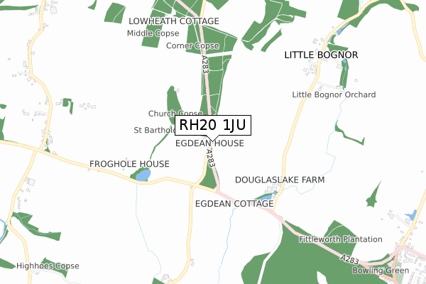 RH20 1JU map - small scale - OS Open Zoomstack (Ordnance Survey)