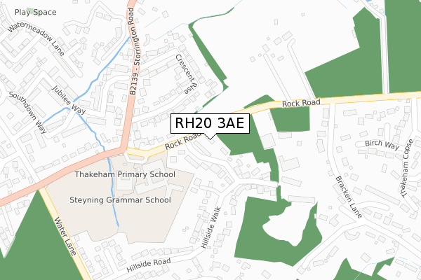 RH20 3AE map - large scale - OS Open Zoomstack (Ordnance Survey)