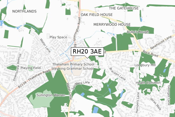 RH20 3AE map - small scale - OS Open Zoomstack (Ordnance Survey)