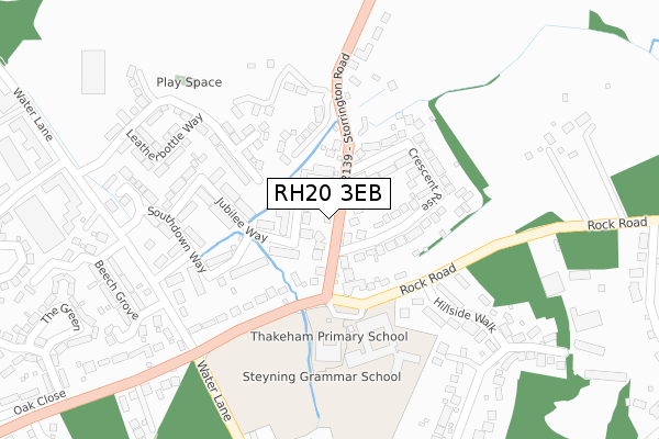 RH20 3EB map - large scale - OS Open Zoomstack (Ordnance Survey)