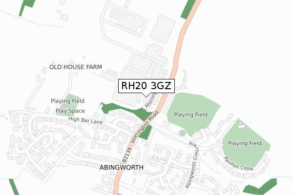 RH20 3GZ map - large scale - OS Open Zoomstack (Ordnance Survey)