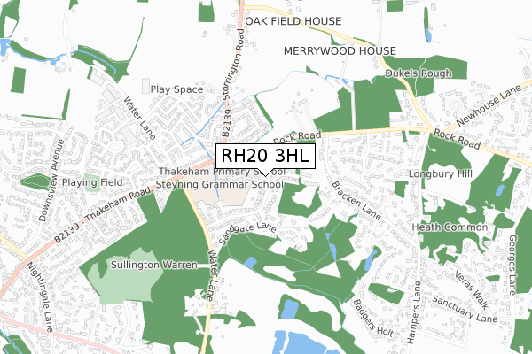 RH20 3HL map - small scale - OS Open Zoomstack (Ordnance Survey)