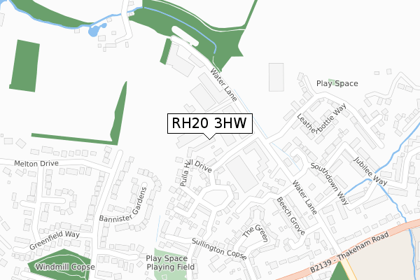 RH20 3HW map - large scale - OS Open Zoomstack (Ordnance Survey)