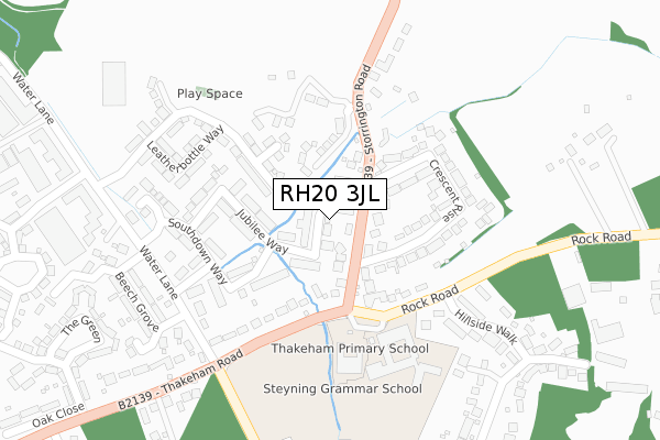 RH20 3JL map - large scale - OS Open Zoomstack (Ordnance Survey)