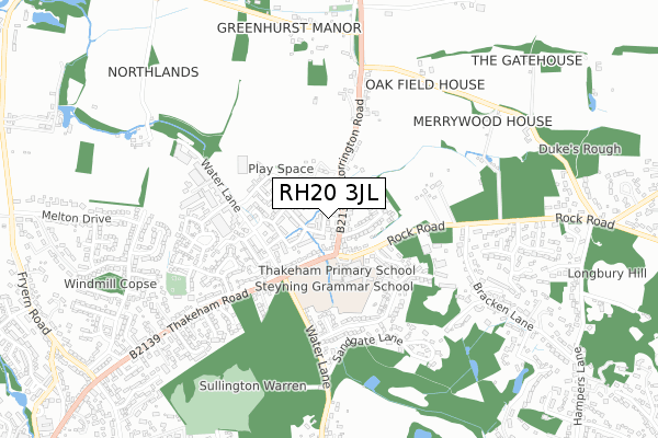 RH20 3JL map - small scale - OS Open Zoomstack (Ordnance Survey)