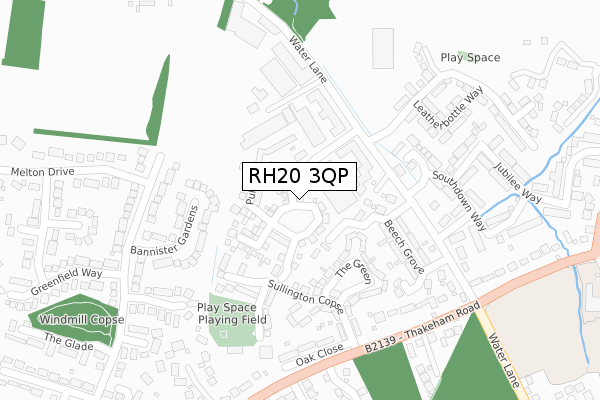 RH20 3QP map - large scale - OS Open Zoomstack (Ordnance Survey)