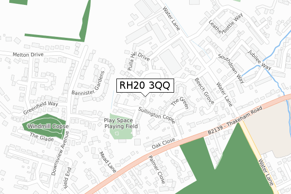 RH20 3QQ map - large scale - OS Open Zoomstack (Ordnance Survey)