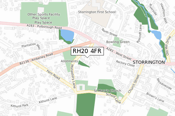 RH20 4FR map - large scale - OS Open Zoomstack (Ordnance Survey)