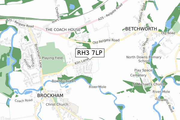 RH3 7LP map - small scale - OS Open Zoomstack (Ordnance Survey)