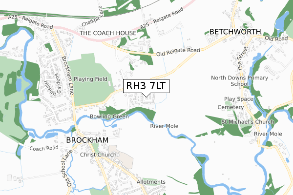 RH3 7LT map - small scale - OS Open Zoomstack (Ordnance Survey)