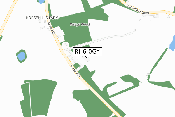 RH6 0GY map - large scale - OS Open Zoomstack (Ordnance Survey)