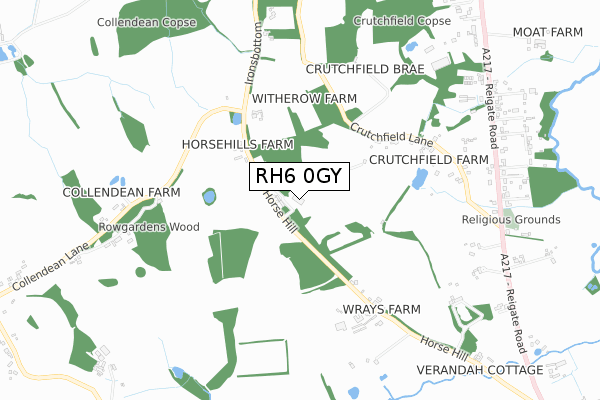 RH6 0GY map - small scale - OS Open Zoomstack (Ordnance Survey)