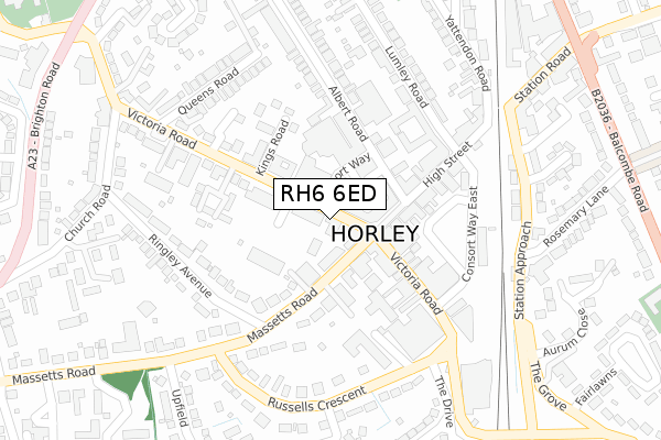 RH6 6ED map - large scale - OS Open Zoomstack (Ordnance Survey)