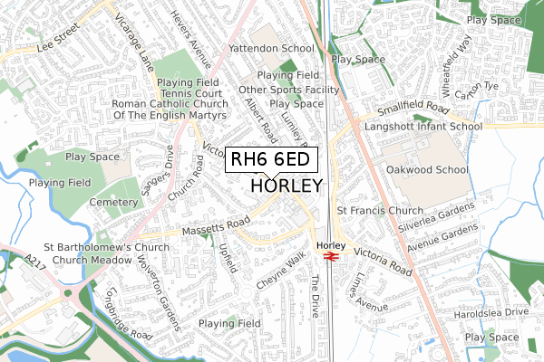 RH6 6ED map - small scale - OS Open Zoomstack (Ordnance Survey)