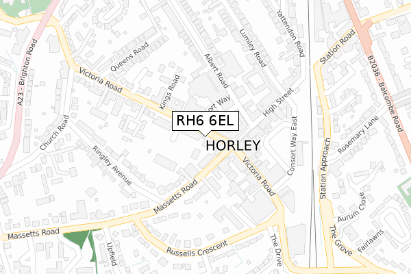 RH6 6EL map - large scale - OS Open Zoomstack (Ordnance Survey)