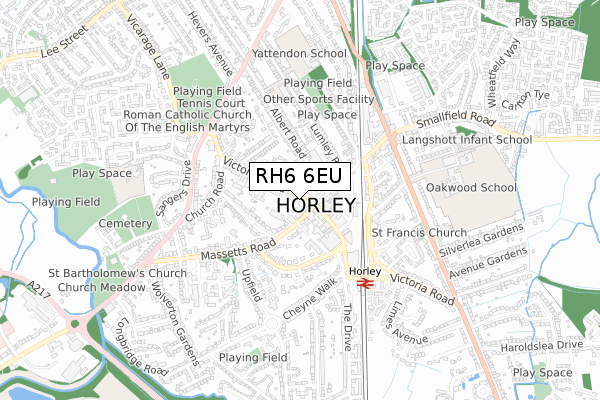 RH6 6EU map - small scale - OS Open Zoomstack (Ordnance Survey)