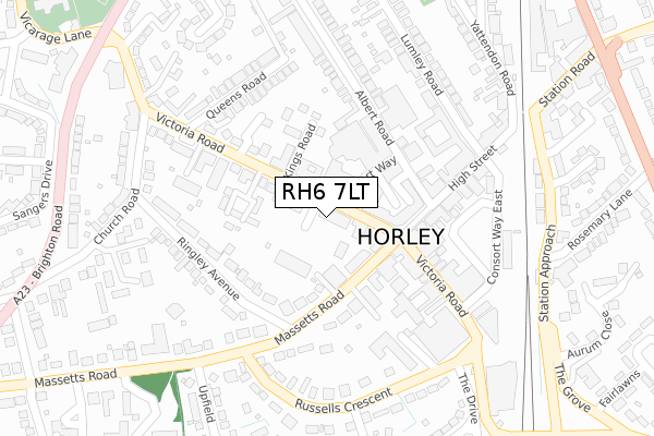 RH6 7LT map - large scale - OS Open Zoomstack (Ordnance Survey)