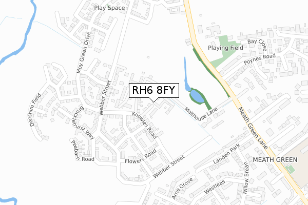 RH6 8FY map - large scale - OS Open Zoomstack (Ordnance Survey)