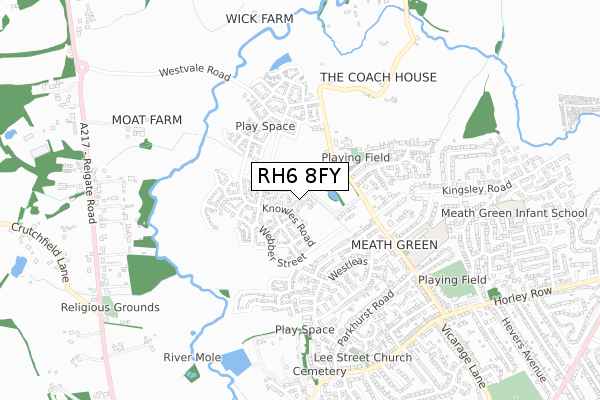 RH6 8FY map - small scale - OS Open Zoomstack (Ordnance Survey)