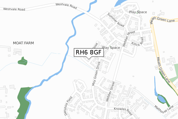 RH6 8GF map - large scale - OS Open Zoomstack (Ordnance Survey)