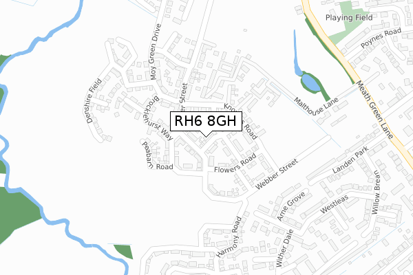 RH6 8GH map - large scale - OS Open Zoomstack (Ordnance Survey)