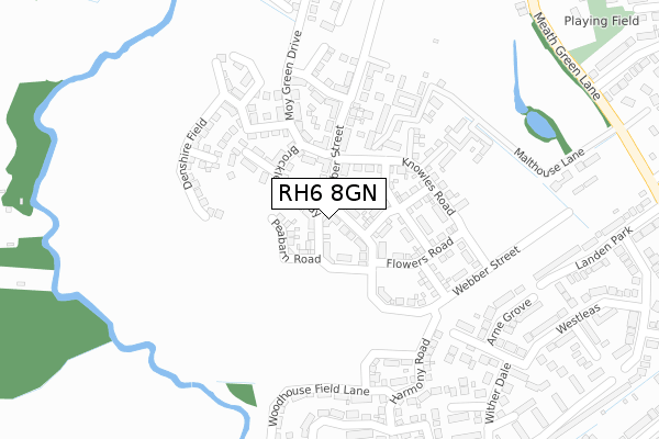 RH6 8GN map - large scale - OS Open Zoomstack (Ordnance Survey)