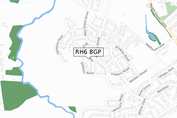 RH6 8GP map - large scale - OS Open Zoomstack (Ordnance Survey)